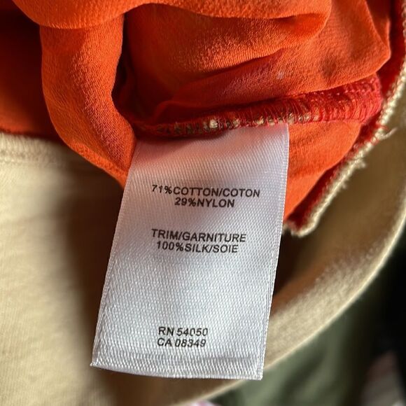 Robert Rodriguez Tan & Orange Layered Top with 100% Silk Trim (Size: Small) - Picture 7 of 14
